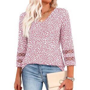 Womens Multicolor Dressy Casual Blouses Trendy V Neck T Shirts Summer Tops